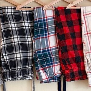 Aerie Set of 3 Sz Small Plaid print and buffalo check pajama Jogger Pants